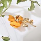 Брошь «Цветок» роза с бусиной, цвет оранжево-белый в золоте - Фото 2