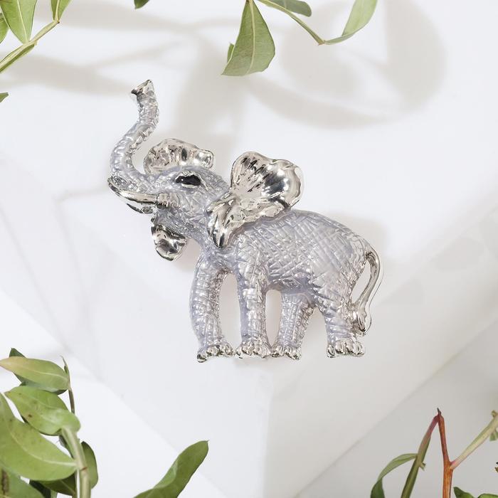 Брошь «Слон» крупный, цвет серебристый - Фото 1