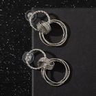 Серьги металл «Чикаго» два кольца, цвет серебро - Фото 3