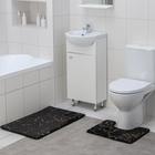 Набор ковриков для ванной и туалета Доляна «Мрамор», 2 шт: 40×50, 50×80 см, цвет чёрный - фото 9195619