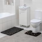 Набор ковриков для ванной и туалета Доляна «Вензель», 2 шт: 40×50, 50×80 см, цвет чёрный - фото 9195624