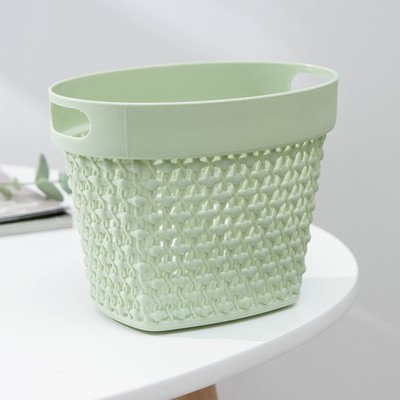 Корзина для мелочей с ручками, пластик, 16.5×11×12 см, зелёная