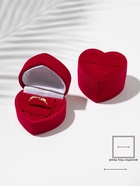 Футляр под серьги, кольцо «Сердце», бархатный, 5.2×4.6 см, бордовый - Фото 9