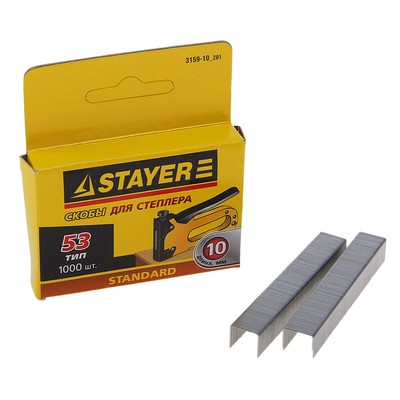 Скобы Stayer Standard, тип 53, 10 мм, 1000 шт.