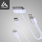 Кабель 3 в 1 Luazon, microUSB/Lightning/iPhone 30-pin - USB, 1 А, 0.2 м, белый - фото 8342926