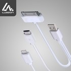 Кабель 3 в 1 Luazon, microUSB/Lightning/iPhone 30-pin - USB, 1 А, 0.2 м, белый - Фото 2