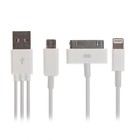 Кабель 3 в 1 Luazon, microUSB/Lightning/iPhone 30-pin - USB, 1 А, 0.2 м, белый - Фото 3