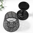 Подсвечник металл на 1 свечу "Абажур с цветами" чёрный 23х11х11 см - фото 25494418