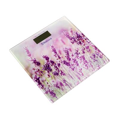 Весы напольные Sakura SA-5072LF, электронные, до 180 кг, 1хCR2032, стекло, «лаванда»
