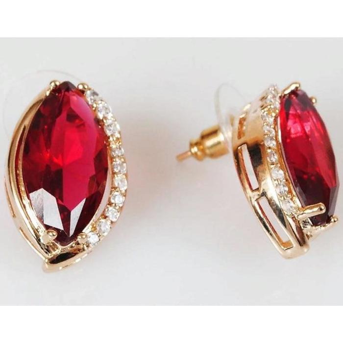 Серьги с корундом "Венеция", позолота с родированием - Фото 1