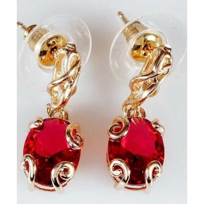 Серьги с корундом "Лагуна", позолота с родированием - Фото 1