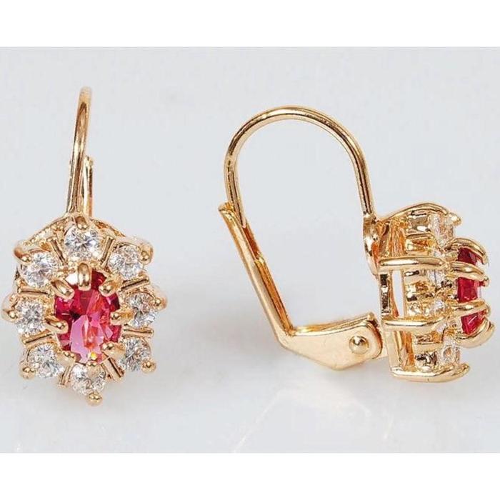 Серьги с корундом "Сияние", позолота с родированием - Фото 1