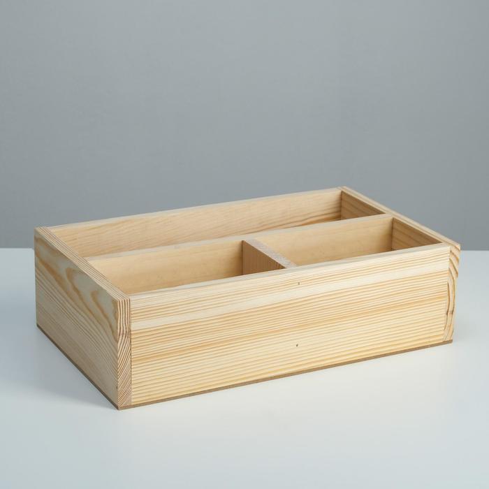 Ящик деревянный 34.5×20.5×10 см подарочный комодик, натуральный - Фото 1
