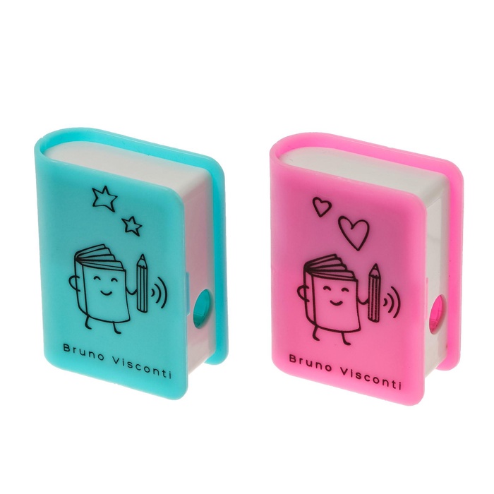 Точилка BrunoVisconti. FunGraphix «Книга», с ластиком, с контейнером, МИКС - Фото 1