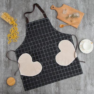 Фартук «Доляна», чёрный, в клетку, с карманами, 70×65 см