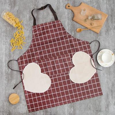 Фартук «Доляна», бордовый, в клетку, с карманами, 70×65 см