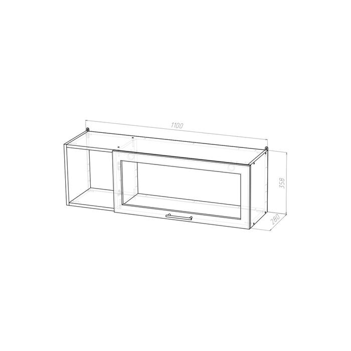 Шкаф навесной Полина 1100х300х360 с дверкой и стеклом, левый венге/бодега - фото 1905753687