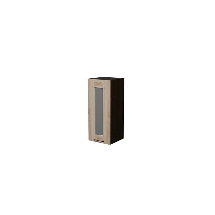 Шкаф навесной Сабрина 300х300х720 с витриной  венге/дуб сонома - фото 1905753823