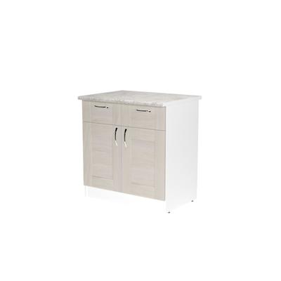 Шкаф напольный «Лира», 2 ящика, 2 дверцы, 800×600×850 мм, цвет белый/квадро шимо светлый/малага