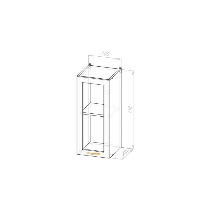 Шкаф навесной Лира 300х300х720 с витриной  белый/Квадро шимо светлый - фото 1926180125