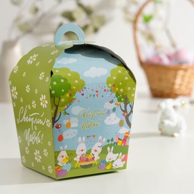 Коробка подарочная пасхальная «Светлой Пасхи!», кролики, ромашки, 15?15?18 см (комплект 5 шт)