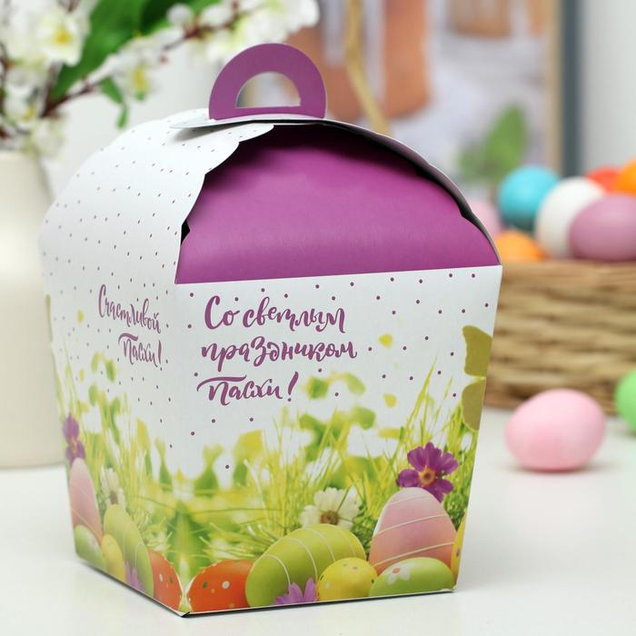 Пасхальная подарочная коробочка «Светлой Пасхи!», в крапинку, 17×17×26 см - Фото 1