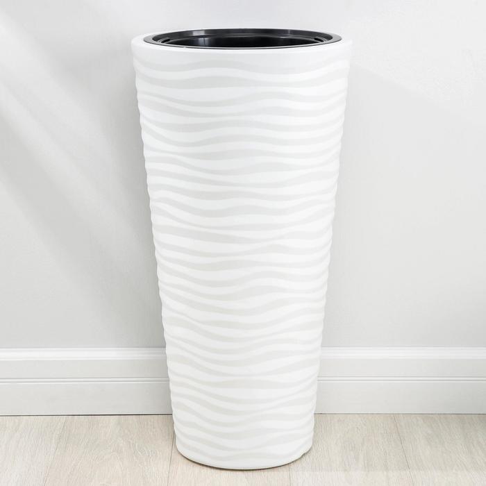 Кашпо для цветов со вставкой «Оазис», 43 л (10 л), пластик, белое - Фото 1