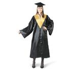 Мантия выпускника, чёрная, золотой воротник, академическая шапочка, р. 42-54 - фото 9197254