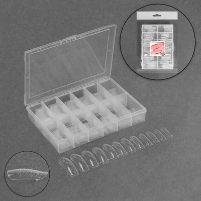 Верхние формы для наращивания в контейнере, B-изгиб, 120 шт, прозрачные