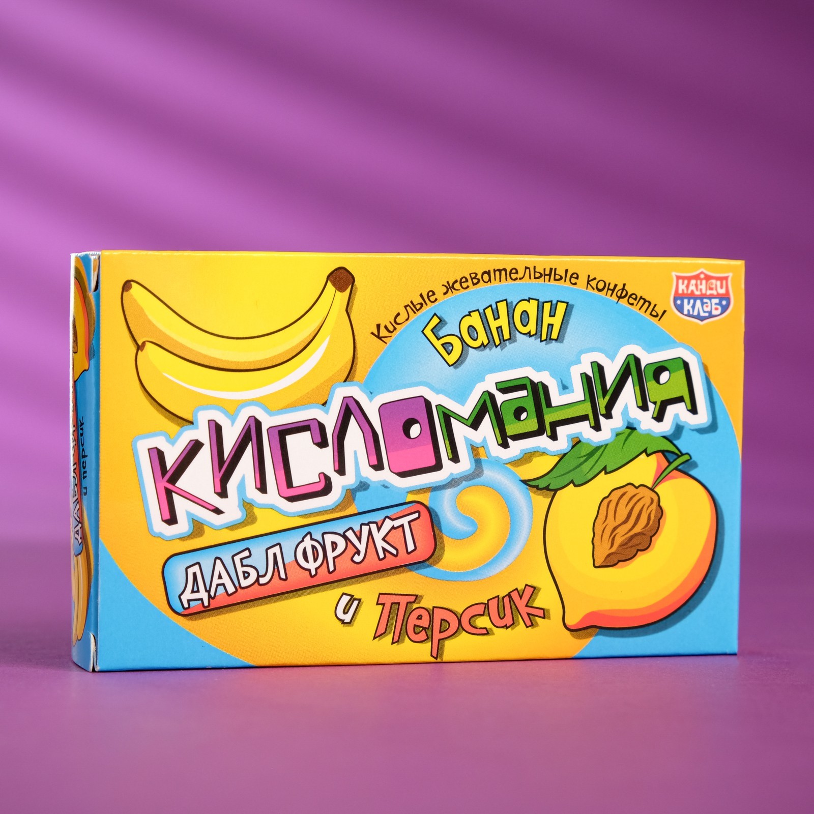 Жевательные конфеты «Кисломания дабл фрукт», банан и персик, 16 г ...
