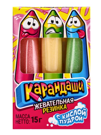 Жевательная резинка «Карандаши», с кислой пудрой, 15 г