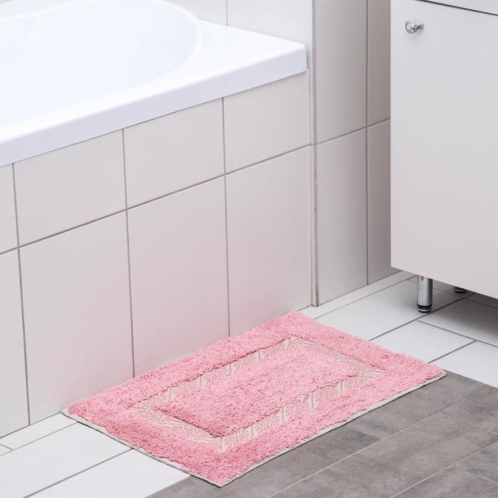 Коврик для ванной «Вензель», 40×60 см, 900 г/м2, 100% хлопок, цвет розовый - Фото 1