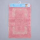 Набор ковриков для ванной и туалета Доляна «Вензель», 2 шт, 40×40, 40×60 см, цвет розовый - Фото 4