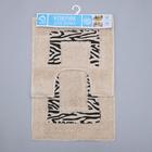 Набор ковриков для ванной и туалета Доляна «Зебра», 2 шт, 40×40, 40×60 см, цвет молочный - Фото 4