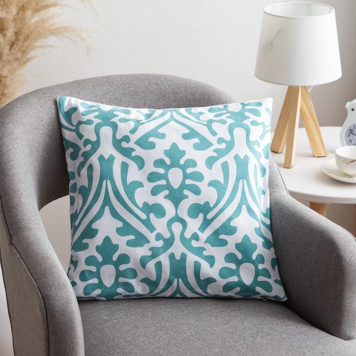 Наволочка декоративная 40×40 см, Monograms mint, 100% хлопок