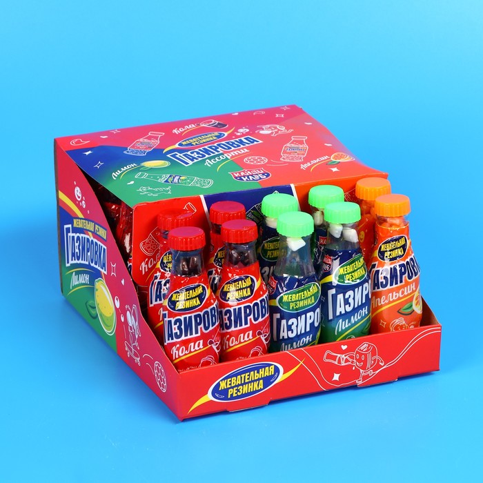 Мини жевательная резинка в бутылочках, ассорти, 7 г - Фото 1