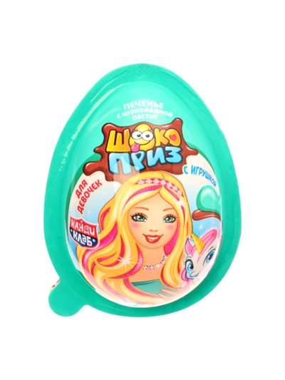 Печенье «Шокоприз» с шоколадной пастой и игрушкой, яйцо-сюрприз, для девочек, 15 г