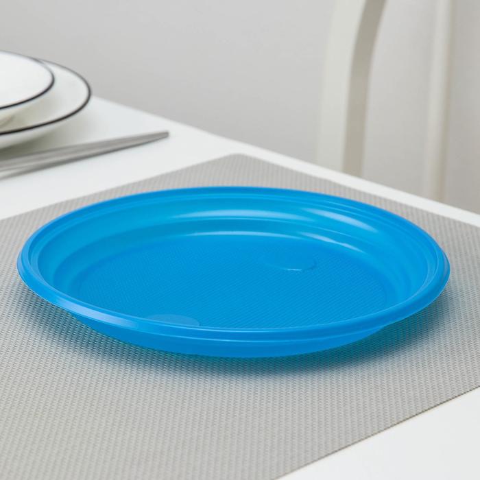 Набор одноразовых тарелок , d=20,5 см, 6 шт, цвет МИКС - Фото 1