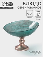 Блюдо сервировочное Inspiration, d=22 см, на ножке, стекло, цвет изумрудный - Фото 1