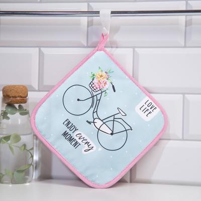 Прихватка Доляна "Enjoy every moment" 17х17 см, 35% хлопок, 65% пэ, ватин 250 г/м2
