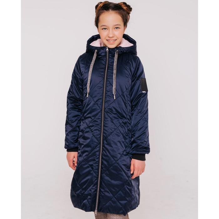 Пальто для девочки, рост 164 см, цвет тёмно-синий