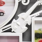 Фоторамка - коллаж на 3 фото 10×15, 13×12 см «Скрипка и ноты», пластик, мультирамка, белый, 34×32 см - Фото 2