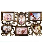 Фоторамка пластик на 6 фото 10х15, 10х10 см "Завитки" золото 31,5х53 см - фото 24379048