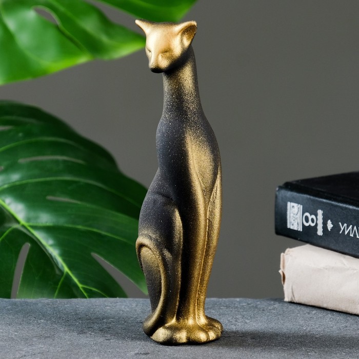 Фигура "Кошка Багира голова влево" черная/золото 5х5х20см - Фото 1