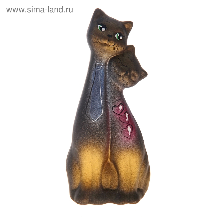 Фигура "Love Коты" галстук и сердечко черные с золотом 7 × 9 × 22 см 155 - Фото 1