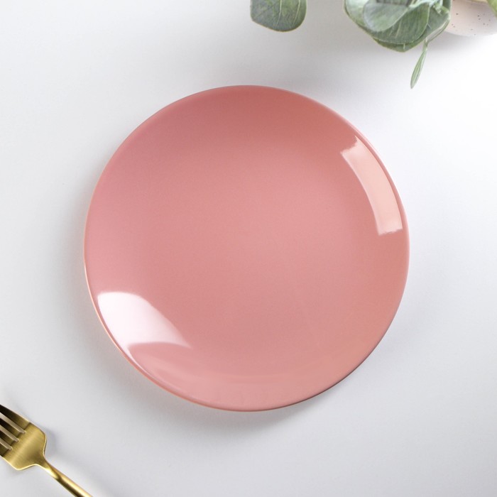 Тарелка керамическая десертная Доляна «Пастель», d=19 см, цвет розовый - Фото 1