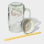 Банка с крышкой и трубочкой «Котик», 450 мл, 10×7.5×13 см - Фото 6