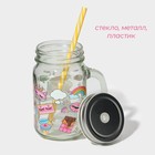 Кружка Доляна «Единорог», 450 мл, 10×7.5×13 см, стекло, с крышкой и трубочкой - Фото 3