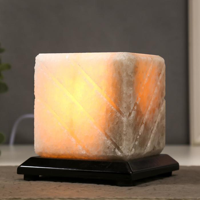 Соляной светильник с диммером "Куб-арома" 1-2кг, Е14 15Вт, 100% белая соль, 12х11х11 см - Фото 1
