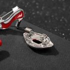 Брошь «Губы и помада», цвет красно-белый в серебре - Фото 2